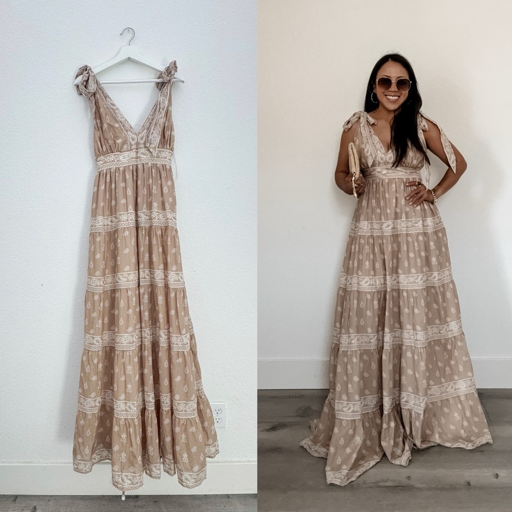 Beige Paisley Maxi Dress (S)
